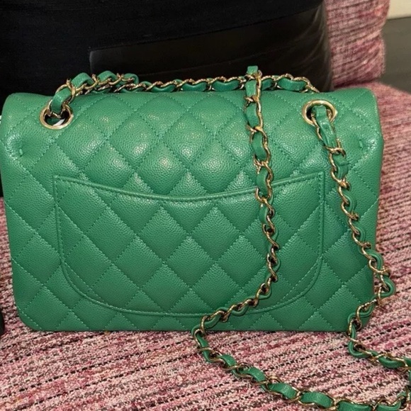 Chanel small flap bag grained lambskin emerald green 2024 RARE - Picture 2 of 5